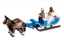 Miniatur-Pferdegespann Schlittenpartie